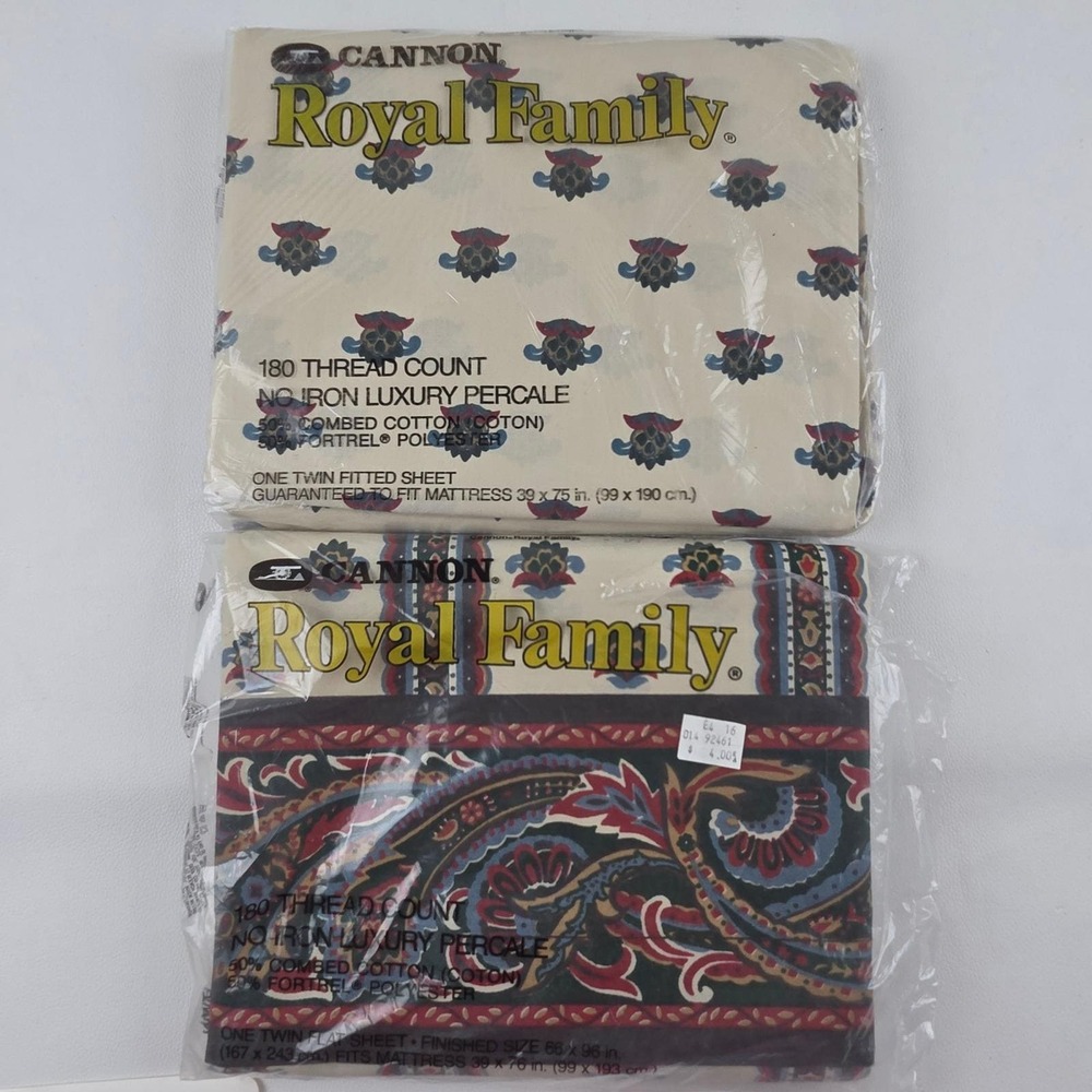 Cannon Royal Family Twin Sheet Set Surrey II Paisley Vintage Boho Fitted Flat